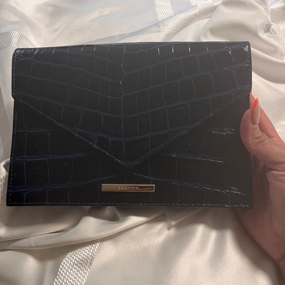 New BRAHMIN Blue LEATHER crossbody purse / handbag with strap - NWOT - Picture 7 of 8